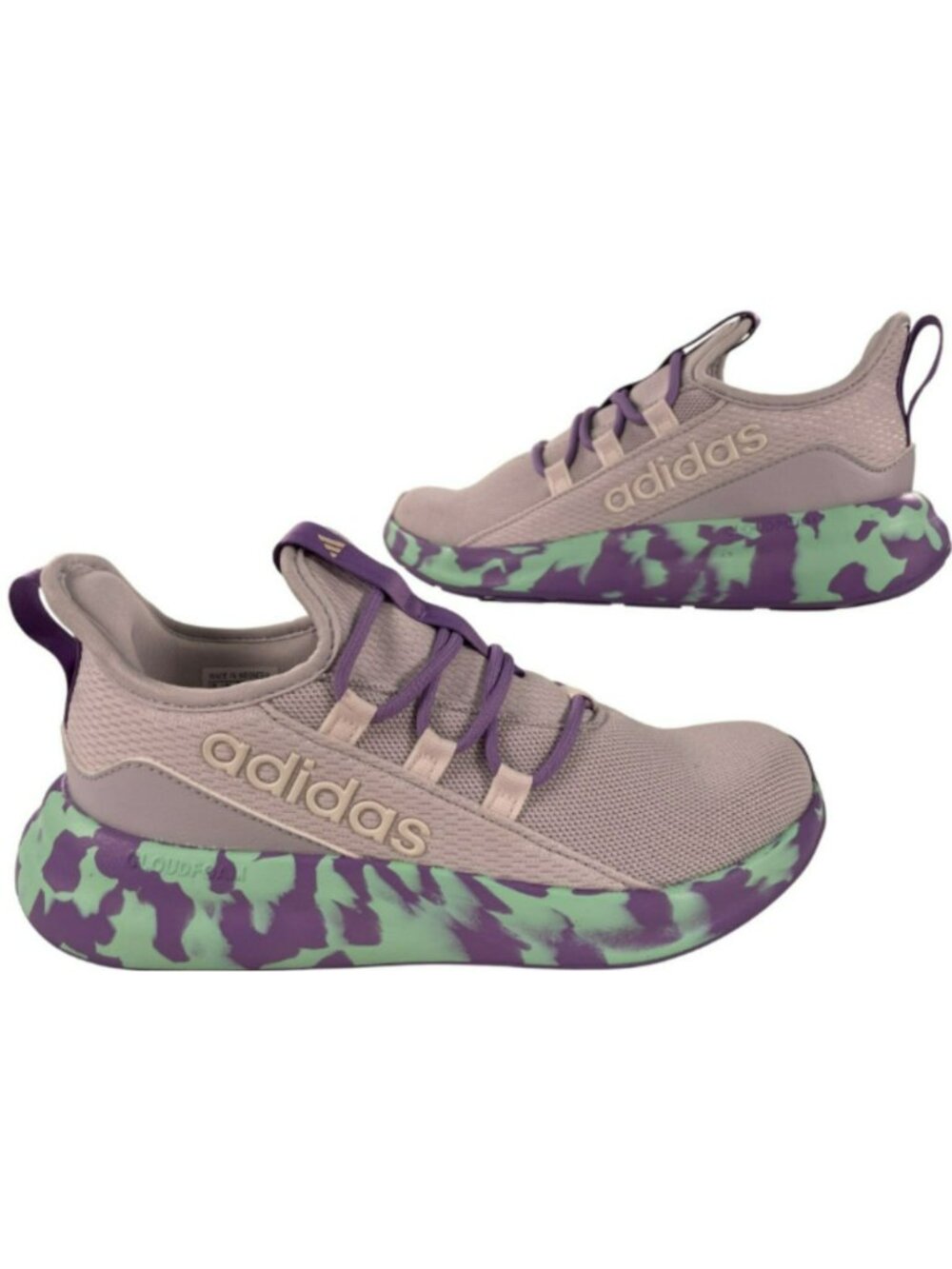 Adidas Lite Racer Shoes Adapt 8.0 Camo Sneakers Violet & Green Kids Size 5 NEW